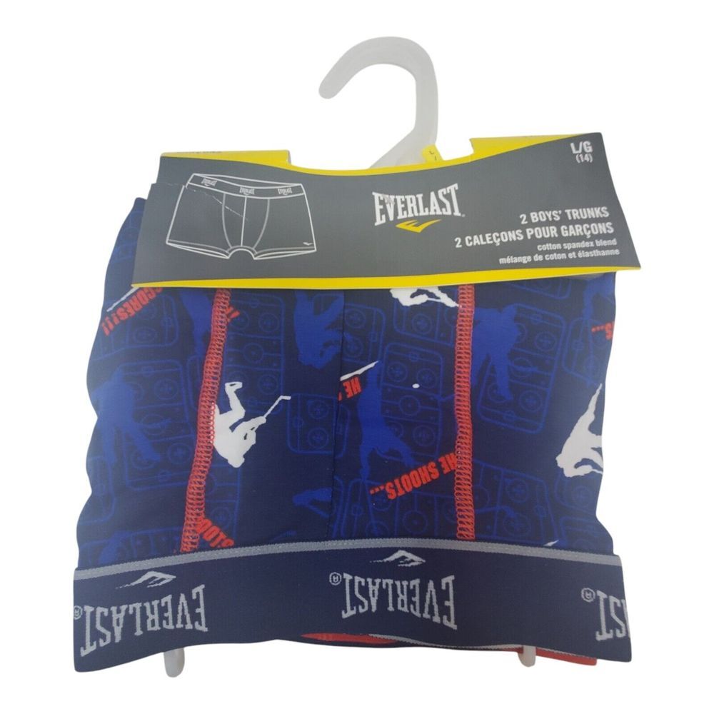 Everlast Boys Size Large (14) Cotton Spandex Boxer Brief Soft Underwear (2 Pack)